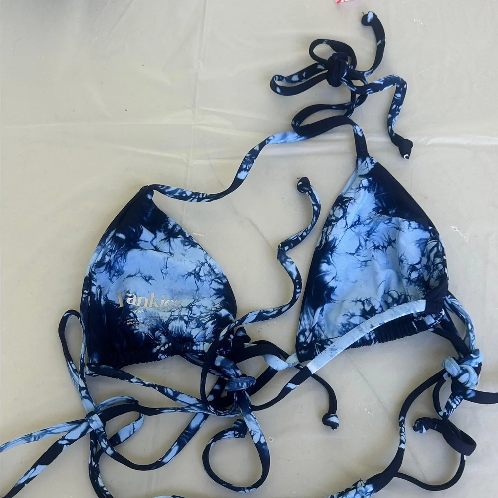 Frankie's Bikinis Blue Tie-Dye String Bikini Set